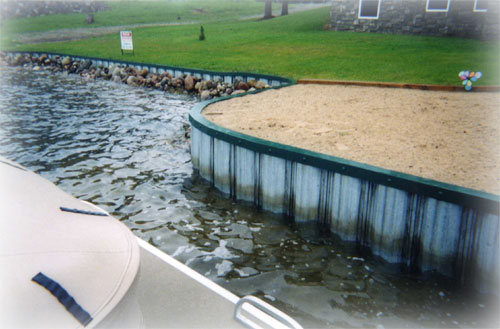 Finished Steel Seawall on Long Lake